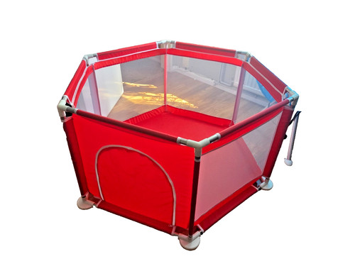 Portable red baby playpen