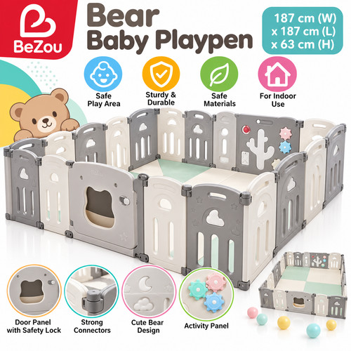 Bezou bear baby playpen large - baby,
