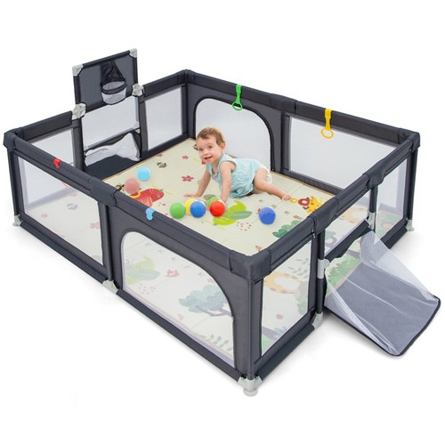 Dark grey playpen with - dark,